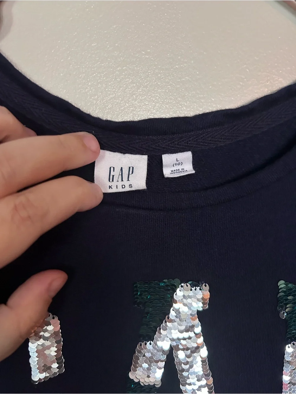 5 for $20! GAP Girls' Navy Sequin Logo Dress